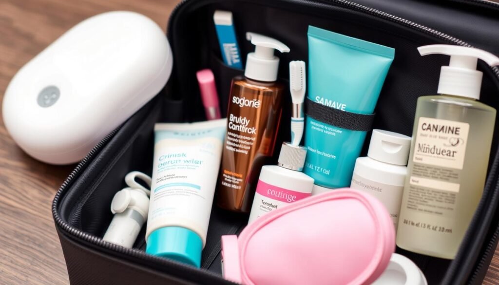 Gerar imagem de kit de higiene feminino para viagem Gerar imagem de kit de higiene feminino para viagem