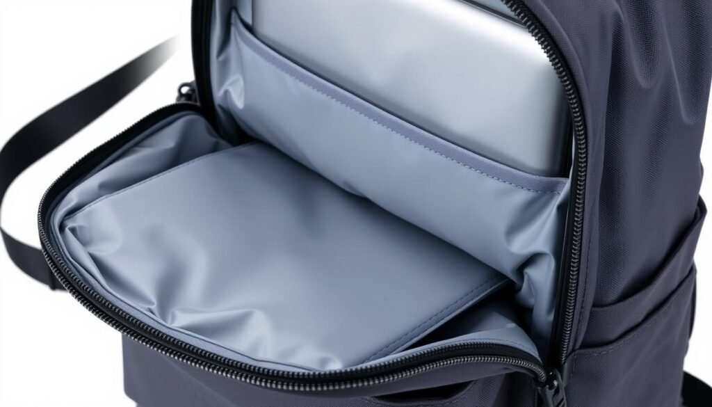 Imagem de uma mochila impermeável feminina com compartimento para notebook e alças confortáveis. Imagem de uma mochila impermeável feminina com compartimento para notebook e alças confortáveis.