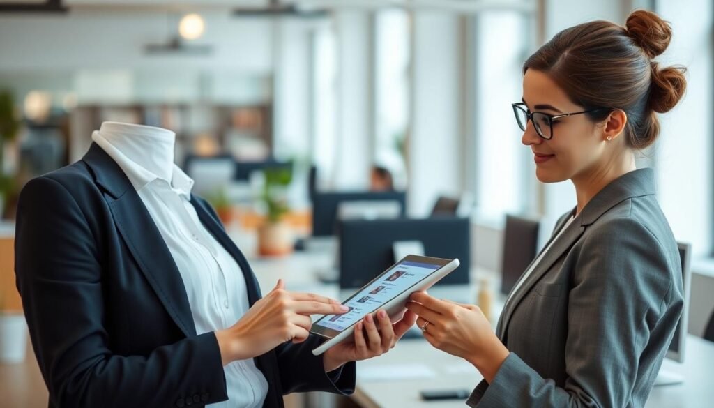 Imagem de uma mulher organizando tarefas no Trello em um tablet Imagem de uma mulher organizando tarefas no Trello em um tablet