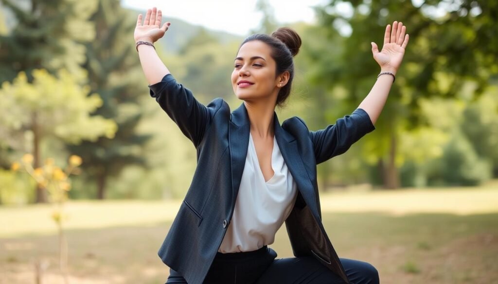 Imagem de uma mulher praticando yoga ao ar livre Imagem de uma mulher praticando yoga ao ar livre