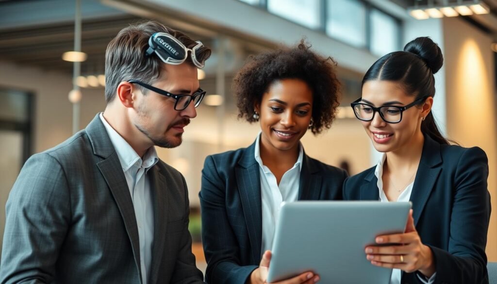 Imagem de uma mulher sendo mentorada por uma profissional experiente em tecnologia. Imagem de uma mulher sendo mentorada por uma profissional experiente em tecnologia.