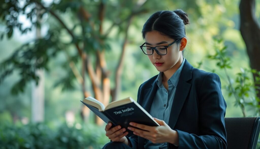 Imagem de uma pessoa lendo em um ambiente tranquilo Imagem de uma pessoa lendo em um ambiente tranquilo