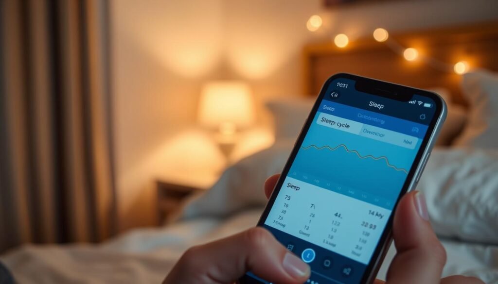 Imagem do aplicativo Sleep Cycle monitorando o sono Imagem do aplicativo Sleep Cycle monitorando o sono