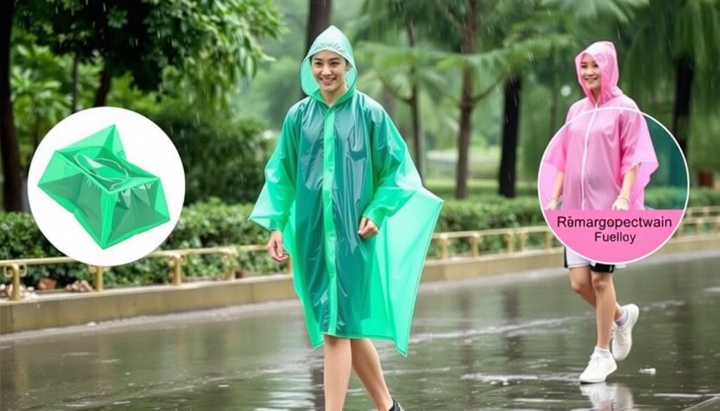 Poncho de chuva portátil, feito de EVA, impermeável e com capuz, para homens e mulheres. Poncho de chuva portátil, feito de EVA, impermeável e com capuz, para homens e mulheres.