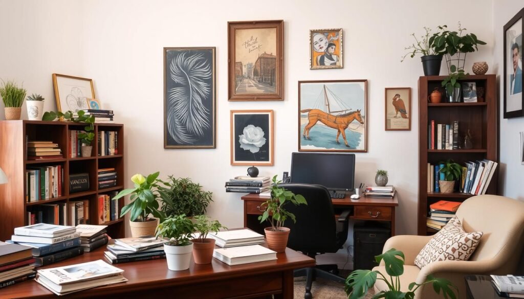 Imagem de uma sala decorada com objetos pessoais Imagem de uma sala decorada com objetos pessoais