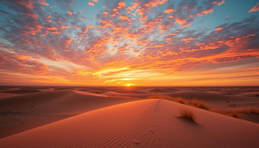 Imagem do Jalapão com dunas douradas e um pôr do sol inesquecível