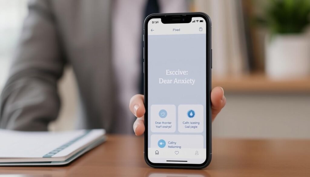 Imagem do aplicativo Querida Ansiedade na tela de um smartphone Imagem do aplicativo Querida Ansiedade na tela de um smartphone