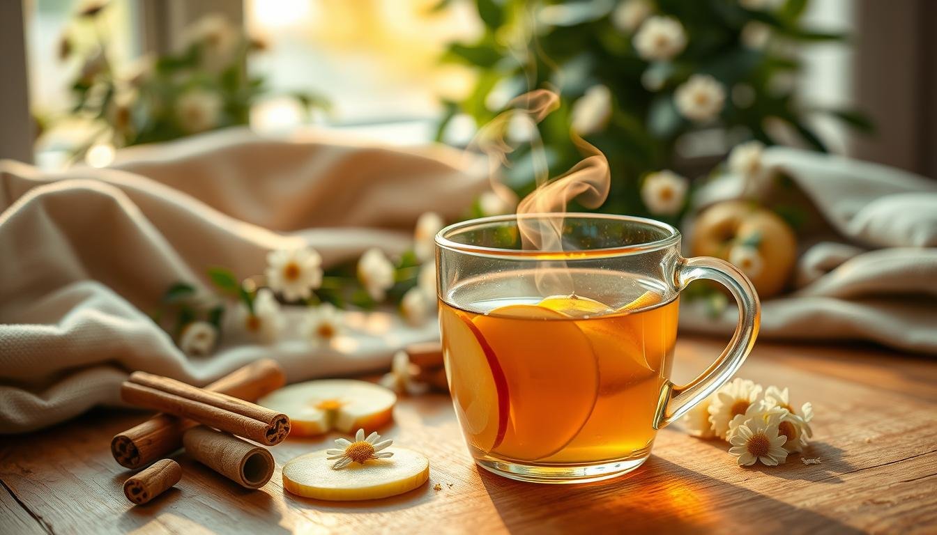 chá de camomila com maçã e canela