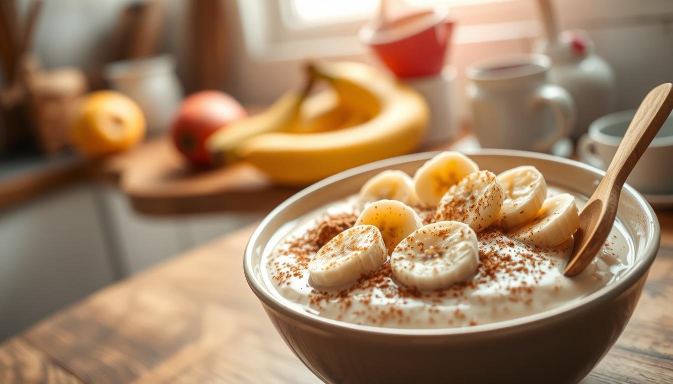 mingau de banana com canela